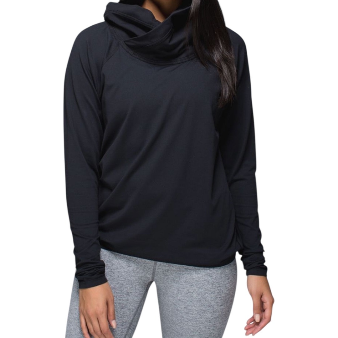 Lululemon Healthy Heart Pullover Hoodie Thumbholes Rulu Sweat-Wicking Black 10